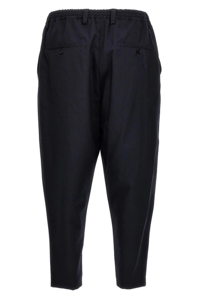 Marni Wool Trousers With Elastic Waistband And Tapered Leg In 00b99
