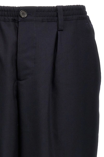 Marni Wool Trousers With Elastic Waistband And Tapered Leg In 00b99