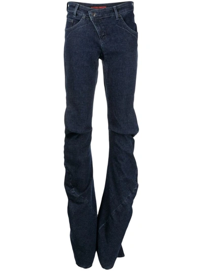 Shop Ottolinger Draped Denim Jeans In Blue
