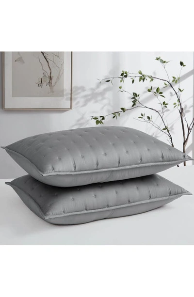 Southshore Fine Linens Luxurious 2-piece Quilted Sham Set In Steel Grey