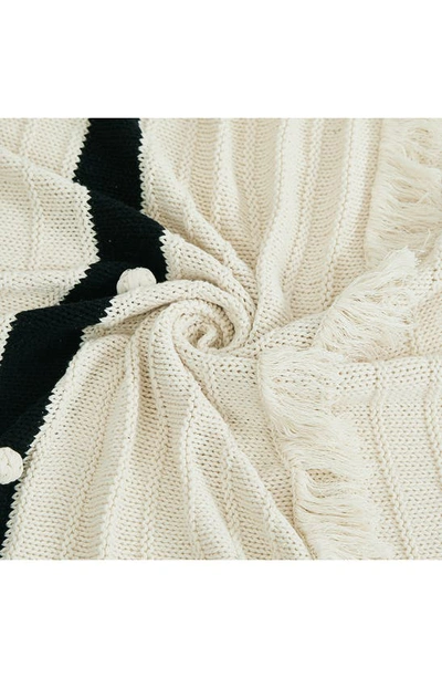 Modern Threads Cable Knit Throw Blanket In Ivory/ Black