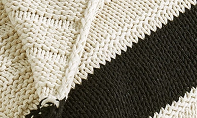 Modern Threads Cable Knit Throw Blanket In Ivory/ Black