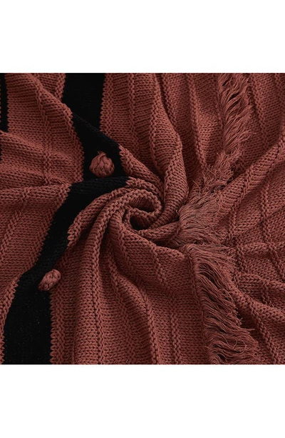Modern Threads Cable Knit Throw Blanket In Nutmeg/ Black