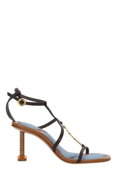 Shop Jacquemus Sandals In Midnight Brown