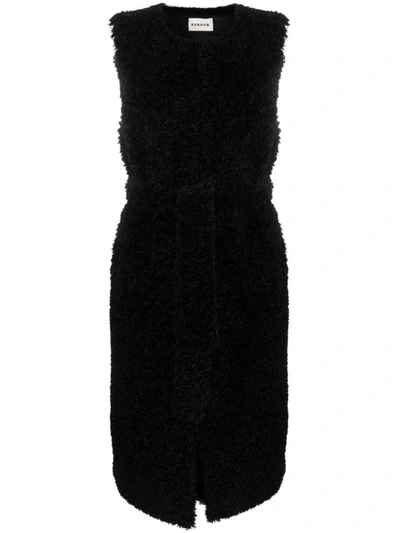 Shop P.a.r.o.s.h . Long Faux Fur Waistcoat In Black