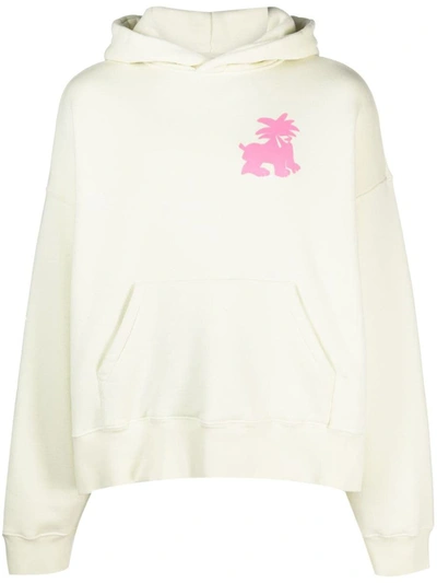 Shop Palm Angels Printed Cotton Hoodie In Green