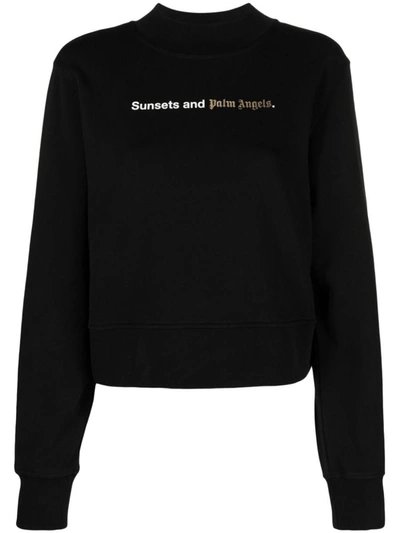 Shop Palm Angels Sunset Cotton Sweatshirt In Black