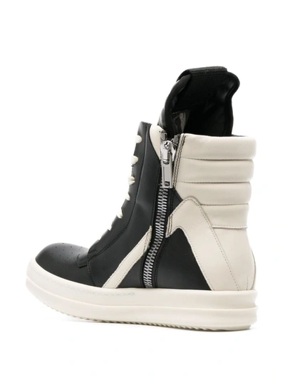 Shop Rick Owens Geobasket Leather Sneakers In Black