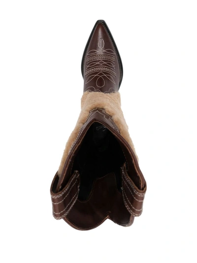 Sonora Embroidered Leather Texan Boots In Brown