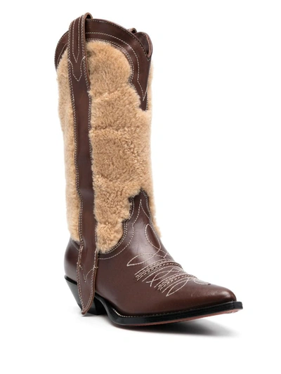 Sonora Embroidered Leather Texan Boots In Brown