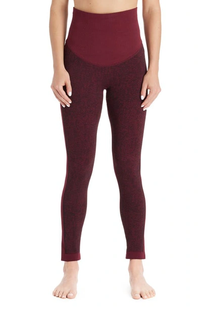 Modern Eternity Activewear Maternity Leggings In Burgundy Jacquard