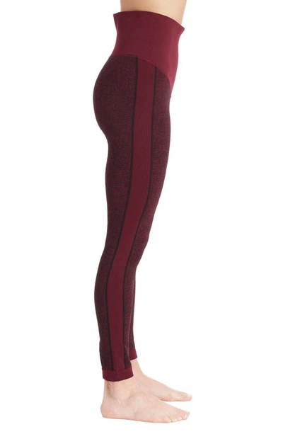 Modern Eternity Activewear Maternity Leggings In Burgundy Jacquard