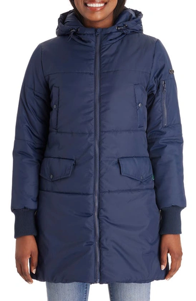 Shop Modern Eternity 3-in-1 Hooded Maternity Puffer Jacket In Navy