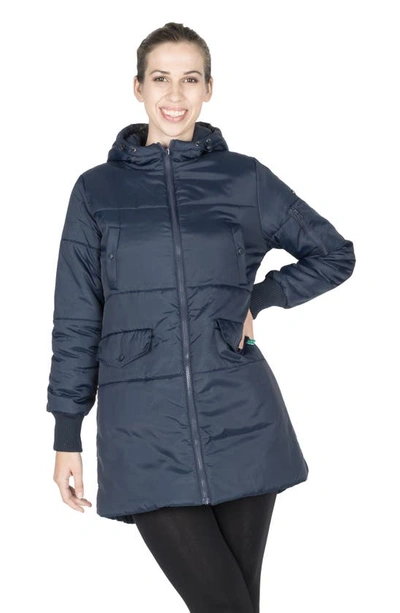 Shop Modern Eternity 3-in-1 Hooded Maternity Puffer Jacket In Navy