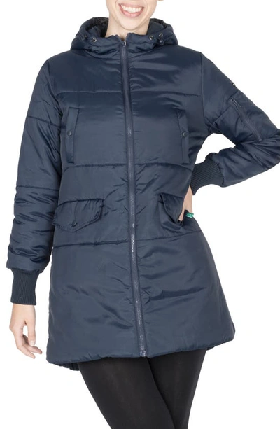 Shop Modern Eternity 3-in-1 Hooded Maternity Puffer Jacket In Navy