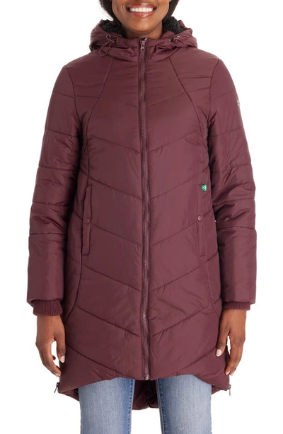 Shop Modern Eternity 3-in-1 Maternity Puffer Jacket In Burgundy