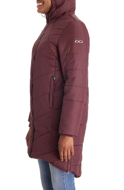 Modern Eternity 3-in-1 Maternity Puffer Jacket In Burgundy