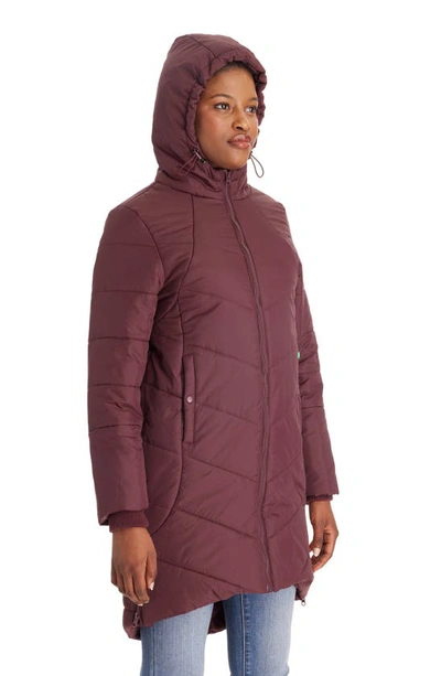 Modern Eternity 3-in-1 Maternity Puffer Jacket In Burgundy