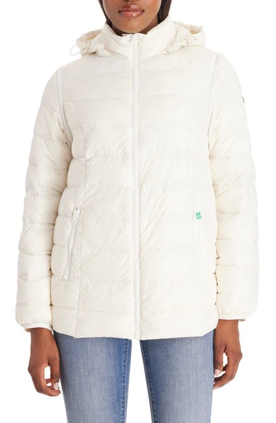 Shop Modern Eternity Lightweight Puffer Convertible 3-in-1 Maternity Jacket In Egg Shell