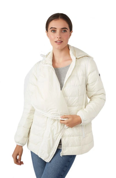 Shop Modern Eternity Lightweight Puffer Convertible 3-in-1 Maternity Jacket In Egg Shell