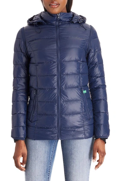 Shop Modern Eternity Lightweight Puffer Convertible 3-in-1 Maternity Jacket In Navy