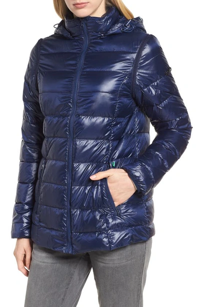 Shop Modern Eternity Lightweight Puffer Convertible 3-in-1 Maternity Jacket In Navy