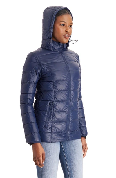 Shop Modern Eternity Lightweight Puffer Convertible 3-in-1 Maternity Jacket In Navy