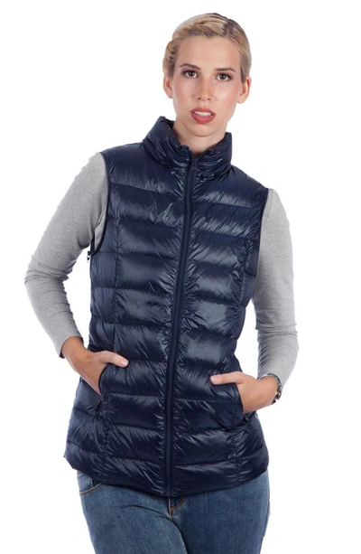 Shop Modern Eternity Lightweight Puffer Convertible 3-in-1 Maternity Jacket In Navy