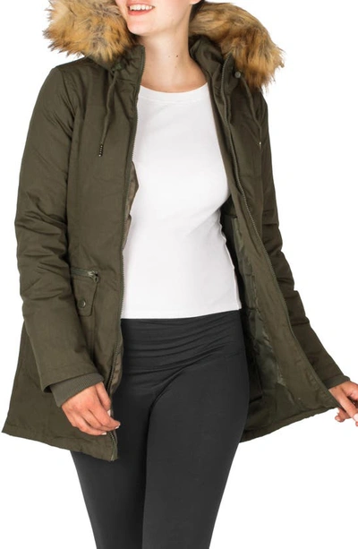 Modern Eternity Convertible Down 3-in-1 Maternity Jacket In Khaki Green