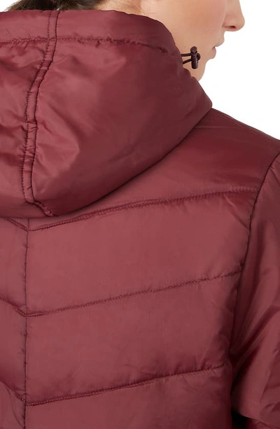 Modern Eternity Faux Fur Trim Convertible Puffer 3-in-1 Maternity Jacket In Burgundy