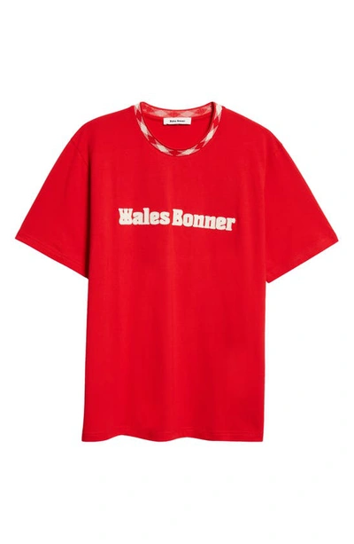 Shop Wales Bonner Original Logo Embroidered Organic Cotton T-shirt In Red