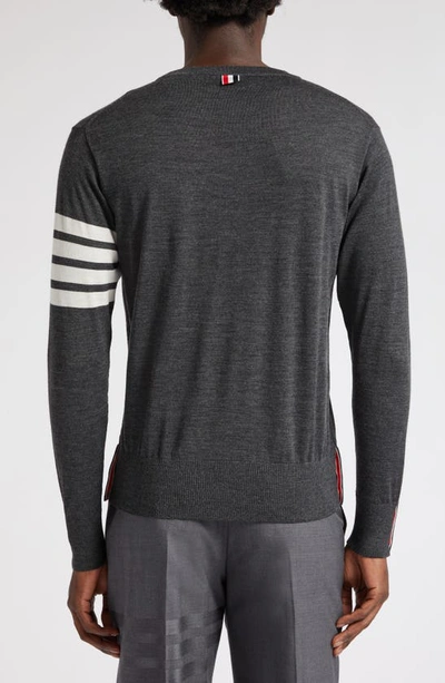 Thom Browne Striped Merino Wool Sweater In Dark Grey