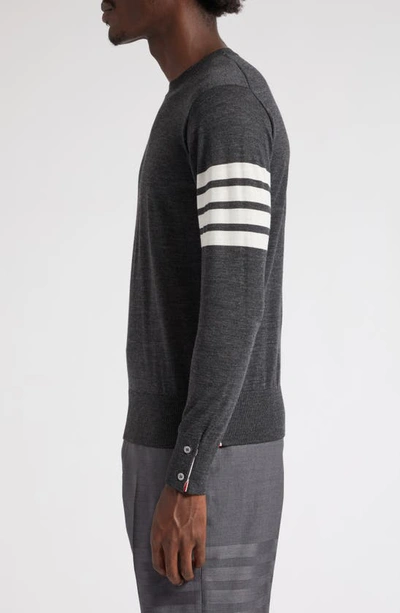 Thom Browne Striped Merino Wool Sweater In Dark Grey
