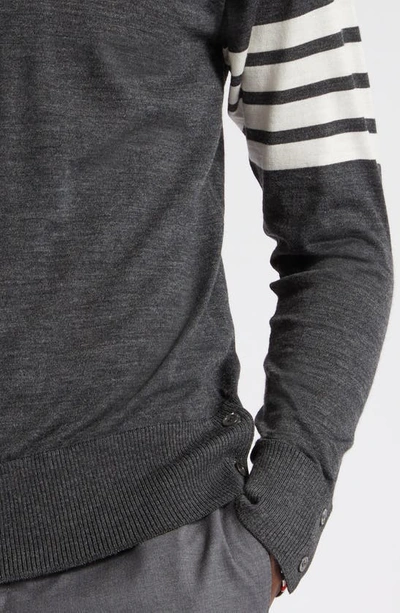 Thom Browne Striped Merino Wool Sweater In Dark Grey