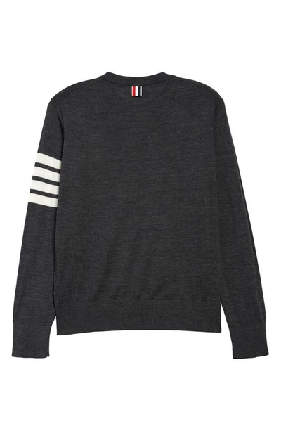 Thom Browne Striped Merino Wool Sweater In Dark Grey