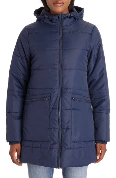 Shop Modern Eternity 3-in-1 Hybrid Quilted Waterproof Maternity Puffer Coat In Navy