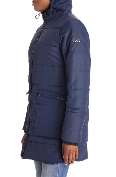 Shop Modern Eternity 3-in-1 Hybrid Quilted Waterproof Maternity Puffer Coat In Navy