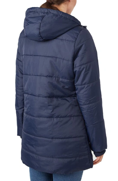 Shop Modern Eternity 3-in-1 Hybrid Quilted Waterproof Maternity Puffer Coat In Navy