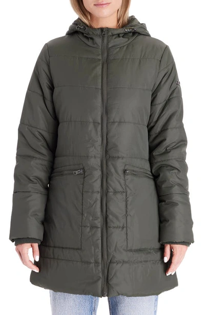 Shop Modern Eternity 3-in-1 Hybrid Quilted Waterproof Maternity Puffer Coat In Khaki Green