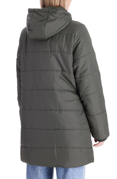 Modern Eternity 3-in-1 Hybrid Quilted Waterproof Maternity Puffer Coat In Khaki Green