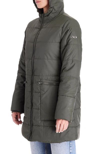 Modern Eternity 3-in-1 Hybrid Quilted Waterproof Maternity Puffer Coat In Khaki Green