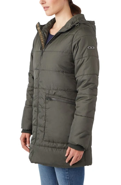 Modern Eternity 3-in-1 Hybrid Quilted Waterproof Maternity Puffer Coat In Khaki Green