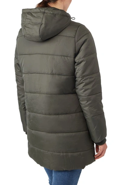 Modern Eternity 3-in-1 Hybrid Quilted Waterproof Maternity Puffer Coat In Khaki Green