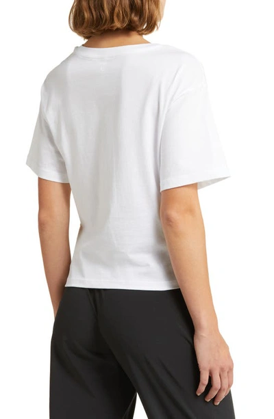 Shop Zella Adjustable Ruched Pima Cotton T-shirt In White