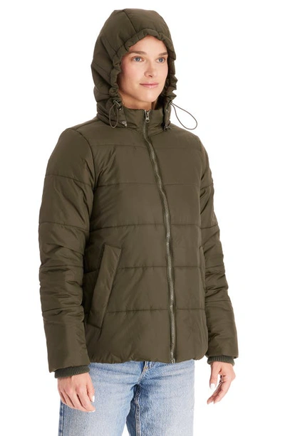 Modern Eternity Leia 3-in-1 Water Resistant Maternity/nursing Puffer Jacket With Removable Hood In Khaki Green