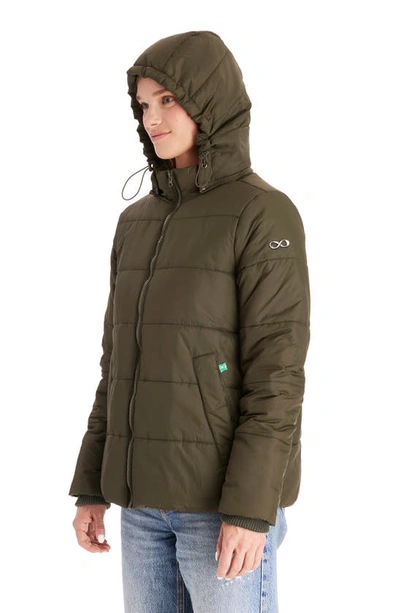 Modern Eternity Leia 3-in-1 Water Resistant Maternity/nursing Puffer Jacket With Removable Hood In Khaki Green
