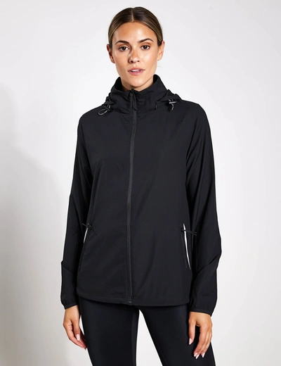 Shop Goodmove Stormwear Packable Hooded Running Jacket In Black