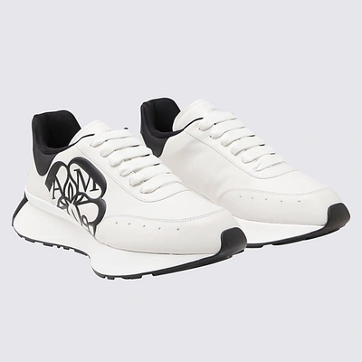 Shop Alexander Mcqueen White And Black Leather Sprint Runner Sneakers