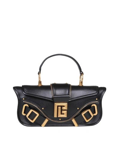 Shop Balmain Paris Leather Handbag In Black