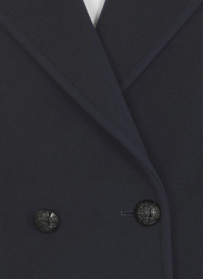 Msgm Double-breasted Logo-patch Jacket In Blue